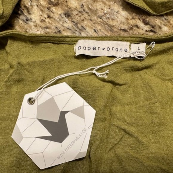 Paper & Crane Olive Green Full Button Down Tank Top 4140 NWT Boutique - Picture 7 of 8